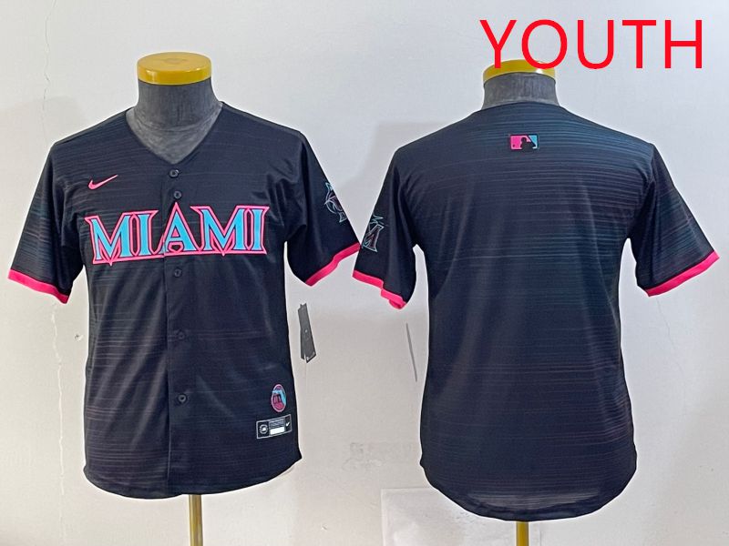 Youth 2025 Miami Marlins Blank Black Joint Name Nike MLB Jersey style 1